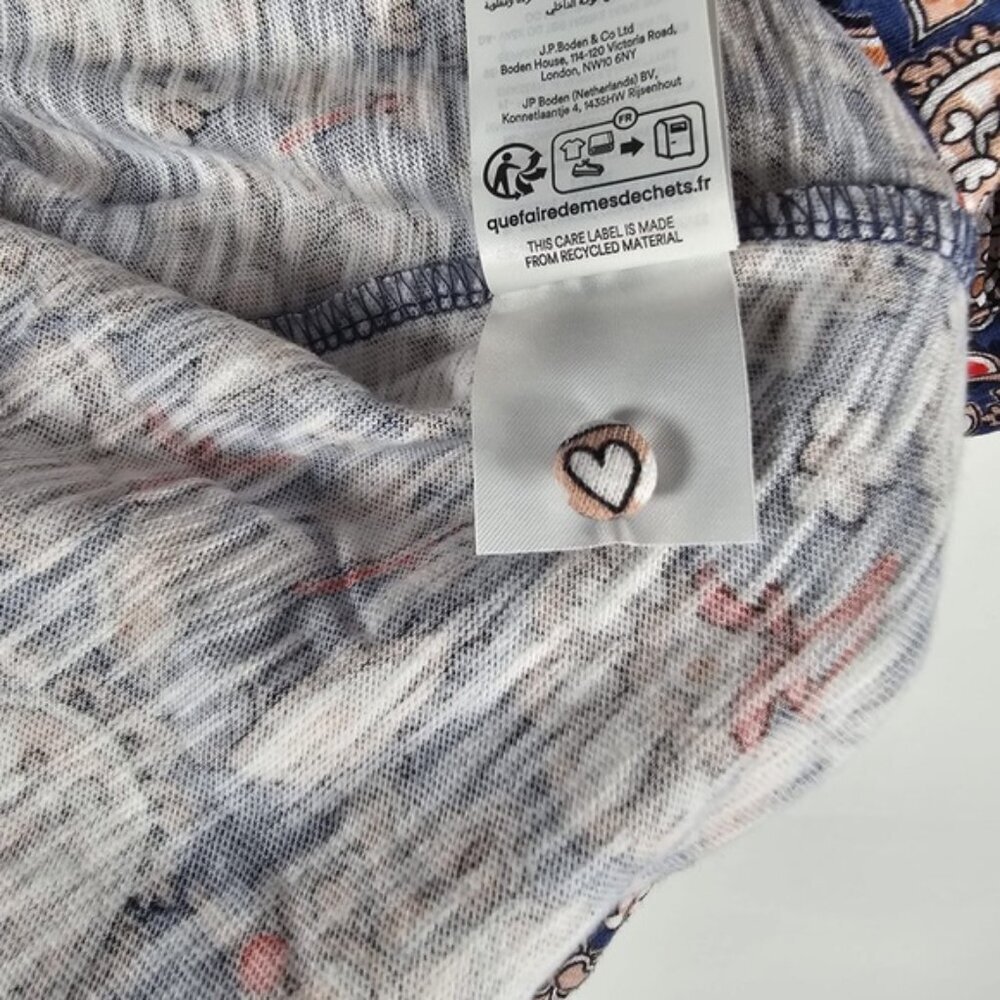 NWT BODEN V Neck Puff Sleeve Paisley Jersey Mini Dress‎ Cotton D0555 Size 12L - Picture 14 of 16